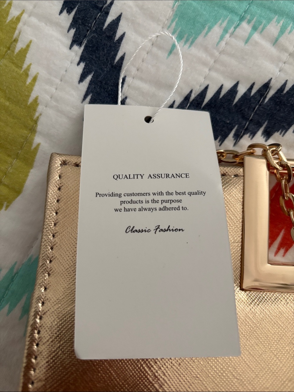 Metallic Rose Gold Clutch with Chain Strap - Picture 3 of 6